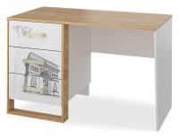 Сити СТЛ.336.05 Стол компьютерный Бело-серый/Дуб небраска. Фото №1