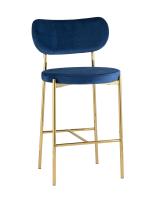 Стул полубарный Барбара велюр синий золотые ножки фото Стул полубарный Барбара велюр синий золотые ножки. Фото №1