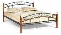 Кровать AT-8077 Wood slat base дерево гевея/металл, 160*200 см (Queen bed), красный дуб/черный фото Кровать AT-8077 Wood slat base дерево гевея/металл, 160*200 см (Queen bed), красный дуб/черный. Фото №1