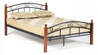 Кровать AT-8077 Wood slat base дерево гевея/металл, 140*200 см (Double bed), красный дуб/черный. Фото №1