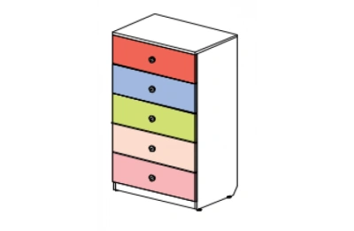 Комод узкий пять ящиков Силуэт фото Комод узкий пять ящиков Силуэт. Фото №1