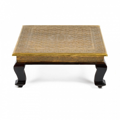 Столик Secret De Maison GOLDEN HAVELY ( mod. BJ-002) дерево манго, 46х46x18, этническая чеканка (поставляется по 2 шт). Фото