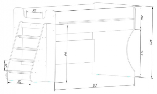 Кровать двухъярусная Р444, древесина коричневая светлая дуб. Фото №9