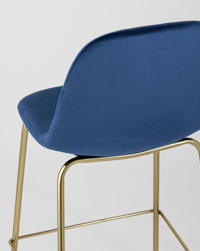 Стул полубарный Валенсия велюр синий золотые ножки. Фото №8