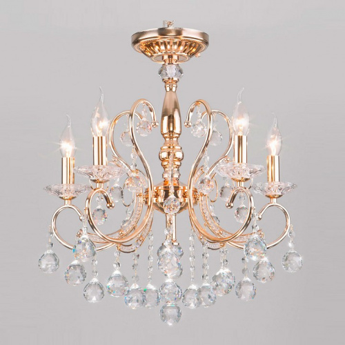 Подвесная люстра Eurosvet Collana 10096/5 золото/прозрачный хрусталь Strotskis. Фото №1