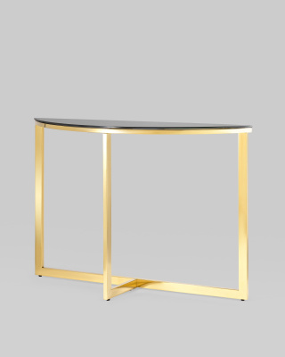 Консоль полукруглая АЛЬБА 115*30 золото стекло черное фото Консоль полукруглая АЛЬБА 115*30 золото стекло черное. Фото №3