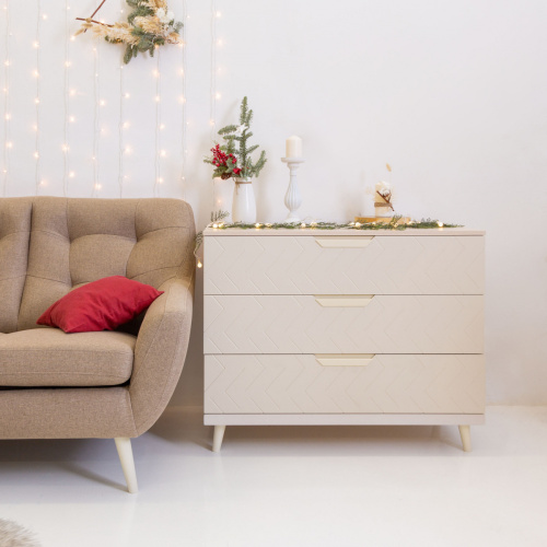 Комод с 3 ящиками Сканди Жемчужно-белый. Фото №12