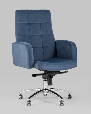 Кресло руководителя Лансет микровелюр темно-синий. Фото