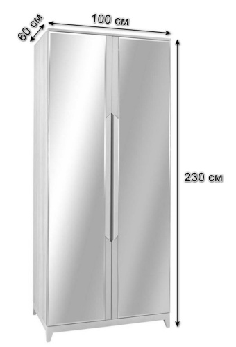 Шкаф двухстворчатый с зеркалами Сканди Жемчужно-белый. Фото №3