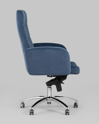 Кресло руководителя Лансет микровелюр темно-синий. Фото