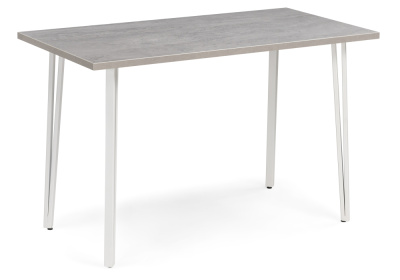 Стол деревянный Денвер Лофт 120 25 мм бетон / белый матовый. Фото №2