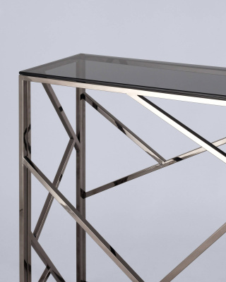 Консоль АРТ ДЕКО 115*30 стекло smoke сталь тёмный хром фото Консоль АРТ ДЕКО 115*30 стекло smoke сталь тёмный хром. Фото №5