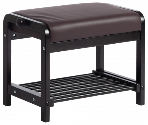 Обувница AX-1021 дерево береза/экокожа, 35х53х45 см, дерево: венге #9, экокожа темно-коричневая. Фото №1