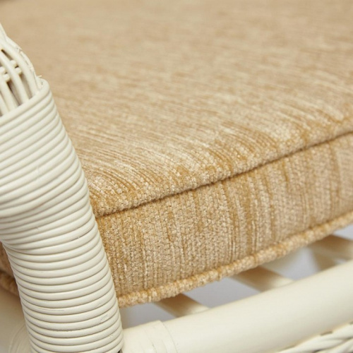 Комплект обеденный ANDREA GRAND (стол со стеклом+6 кресел+ подушки) TCH White (белый), Ткань рубчик, цвет кремовый. Фото №2