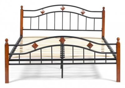 Кровать AT-126 Wood slat base дерево гевея/металл, 160*200 см (Queen bed), красный дуб/черный фото Кровать AT-126 Wood slat base дерево гевея/металл, 160*200 см (Queen bed), красный дуб/черный. Фото №2