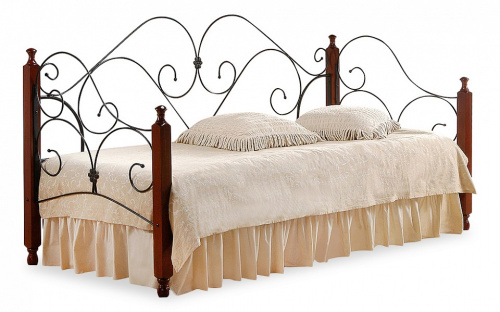 Кровать SONATA дерево гевея/металл, 90*200 см (Day bed), красный дуб/черный. Фото №1