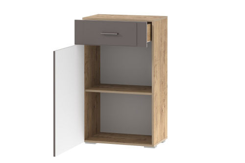 Тумба для обуви Livorno НМ 040.65 (фасад левый), Софт Графит, Дуб Бунратти. Фото №2