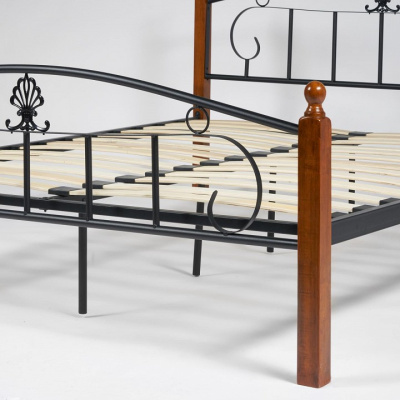 Кровать РУМБА (AT-203)/ RUMBA Wood slat base дерево гевея/металл, 160*200 см (Queen bed), красный дуб/черный фото Кровать РУМБА (AT-203)/ RUMBA Wood slat base дерево гевея/металл, 160*200 см (Queen bed), красный дуб/черный. Фото №2