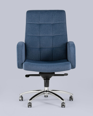 Кресло руководителя Лансет микровелюр темно-синий. Фото