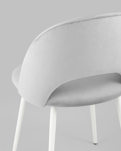 Стул Меган велюр светло-серый белые ножки. Фото №8