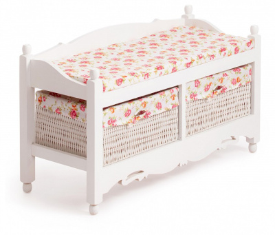 Обувница с 2-я корзинами Secret De Maison RIMI ( mod.TT-BH003 ) МДФ+Павловния, 80*33*47, Белый (White). Фото