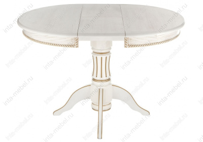 Стол деревянный Павия молочный с золотой патиной. Фото