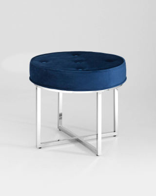 Банкетка САПФИР велюр синий сталь серебро. Фото №3