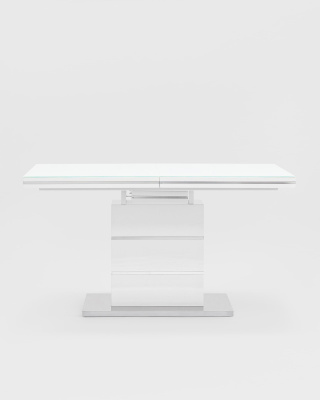 Стол обеденный Глазго раскладной 140-170*80 глянцевый белый. Фото