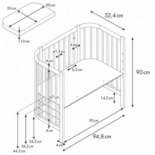 Кроватка Polini kids Simple 105, белый. Фото №13